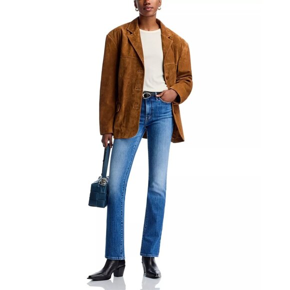 238$ MOTHER The Insider Sneak Slim-Fit Jeans High-Waisted Women's Size 28 Blue - Picture 5 of 5